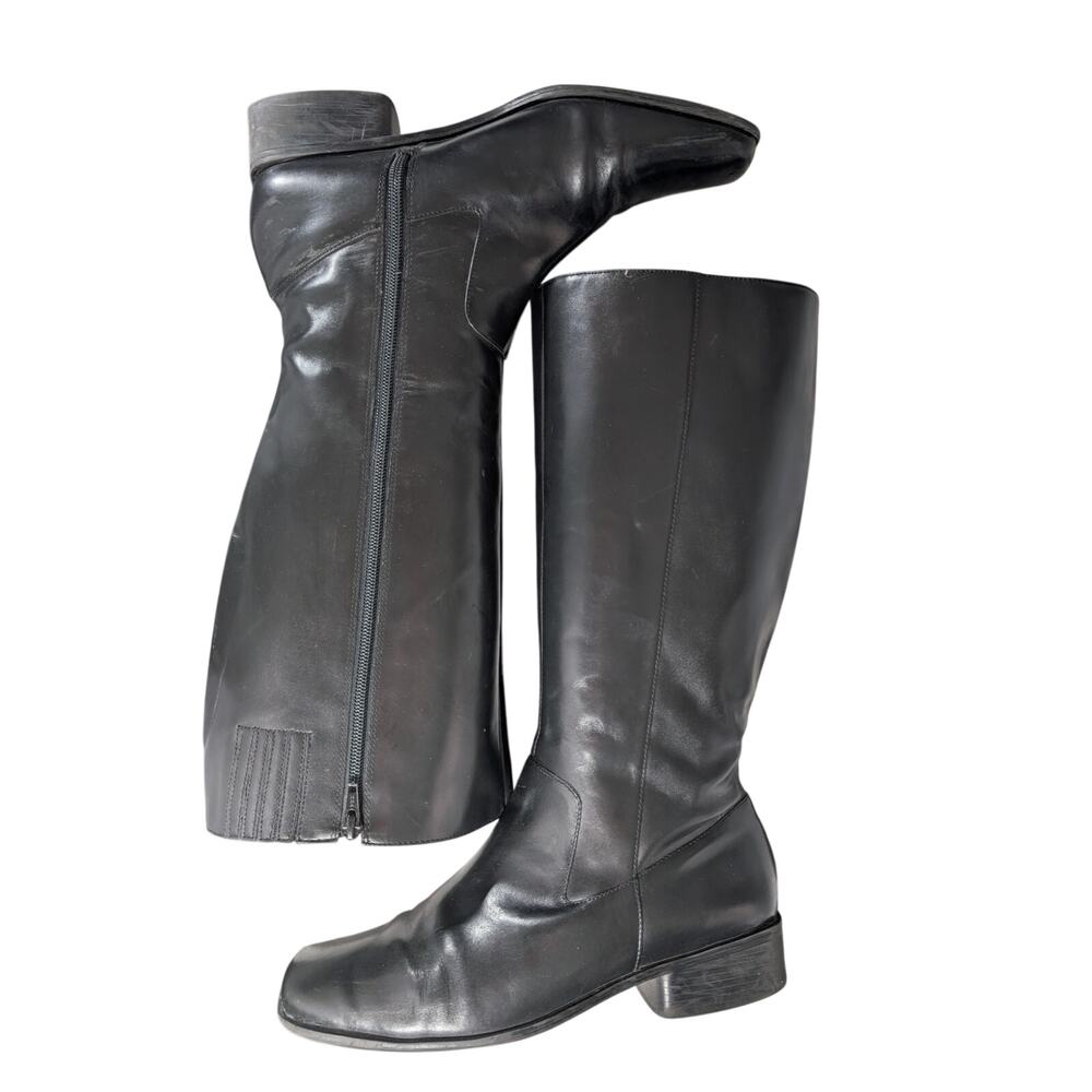 LIFESTRIDE! BLACK VEGAN LEATHER LOW HEEL, SQUARE TOE,V ZIPPER BOOTS! SZ 9.5M - Picture 7 of 11